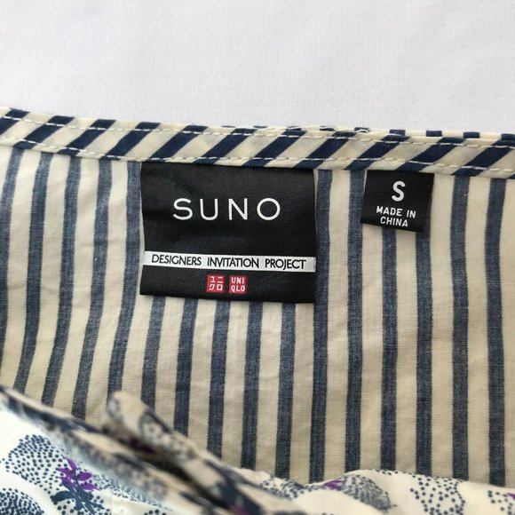 UNIQLO x SUNO.  Sleeveless Top Tank Top.  Buttons at Front. Round Neck.  Striped - Picture 15 of 15